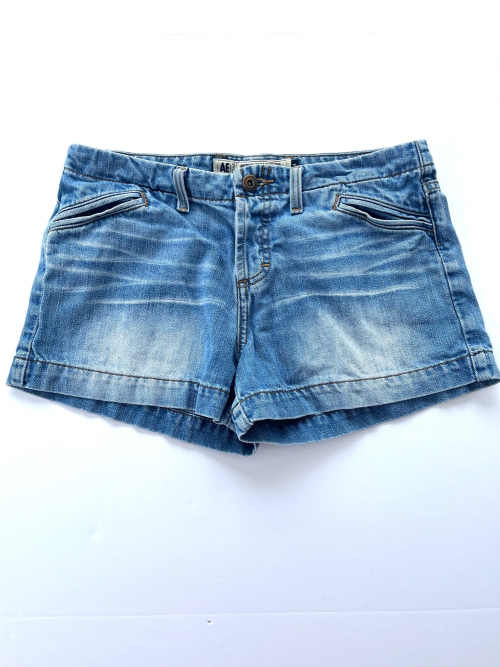 Vintage Y2k 2000s American Eagle Light Wash Denim Shorts AE Jorts Whiskers